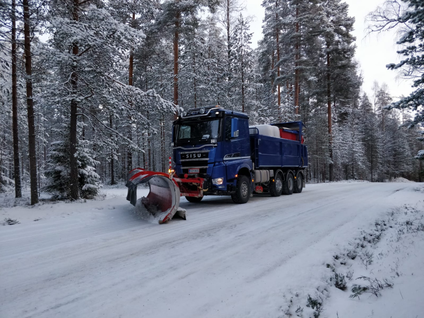 Sininen Sisu aura lumessa